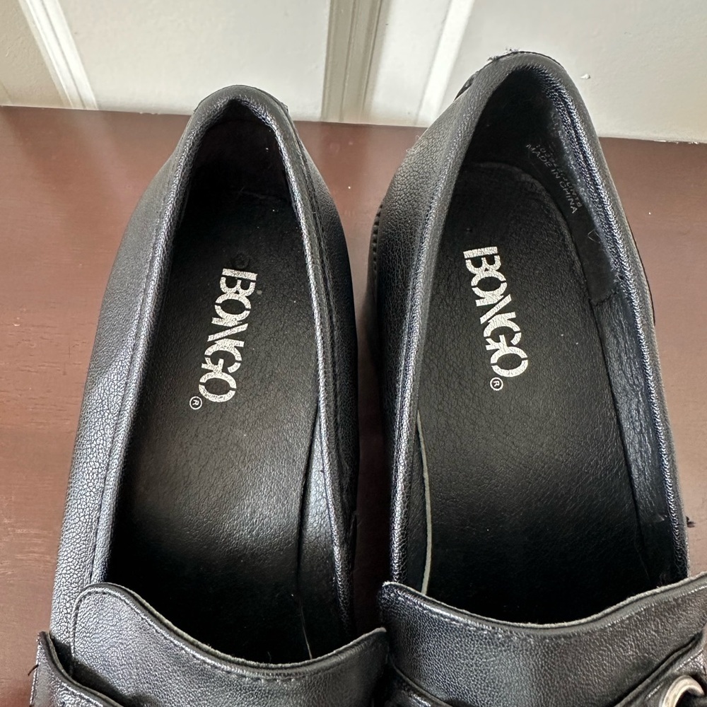 Bongo Buckle Loafers Vintage Black Faux Leather Chunky Heel Women’s Size 5.5 - Picture 6 of 9